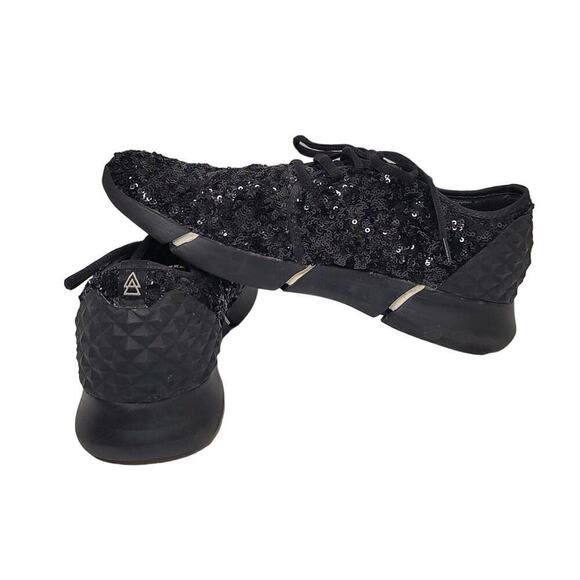 ELENA IACHI Lace up Sneaker Black with Glitter Black Holographic Women's 40 - Picture 1 of 6